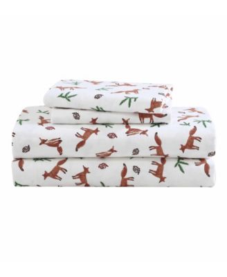 Printed Cotton Flannel 4-Pc. Sheet Set, Queen
