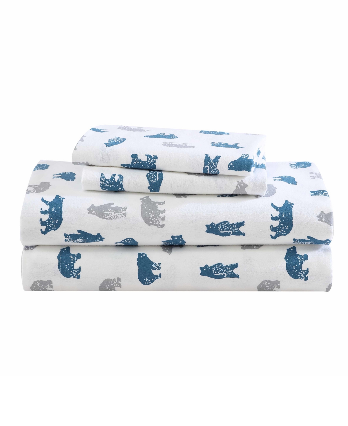 Eddie Bauer Printed Cotton Flannel 4-pc. Sheet Set, Full In Bear Mountain Gray