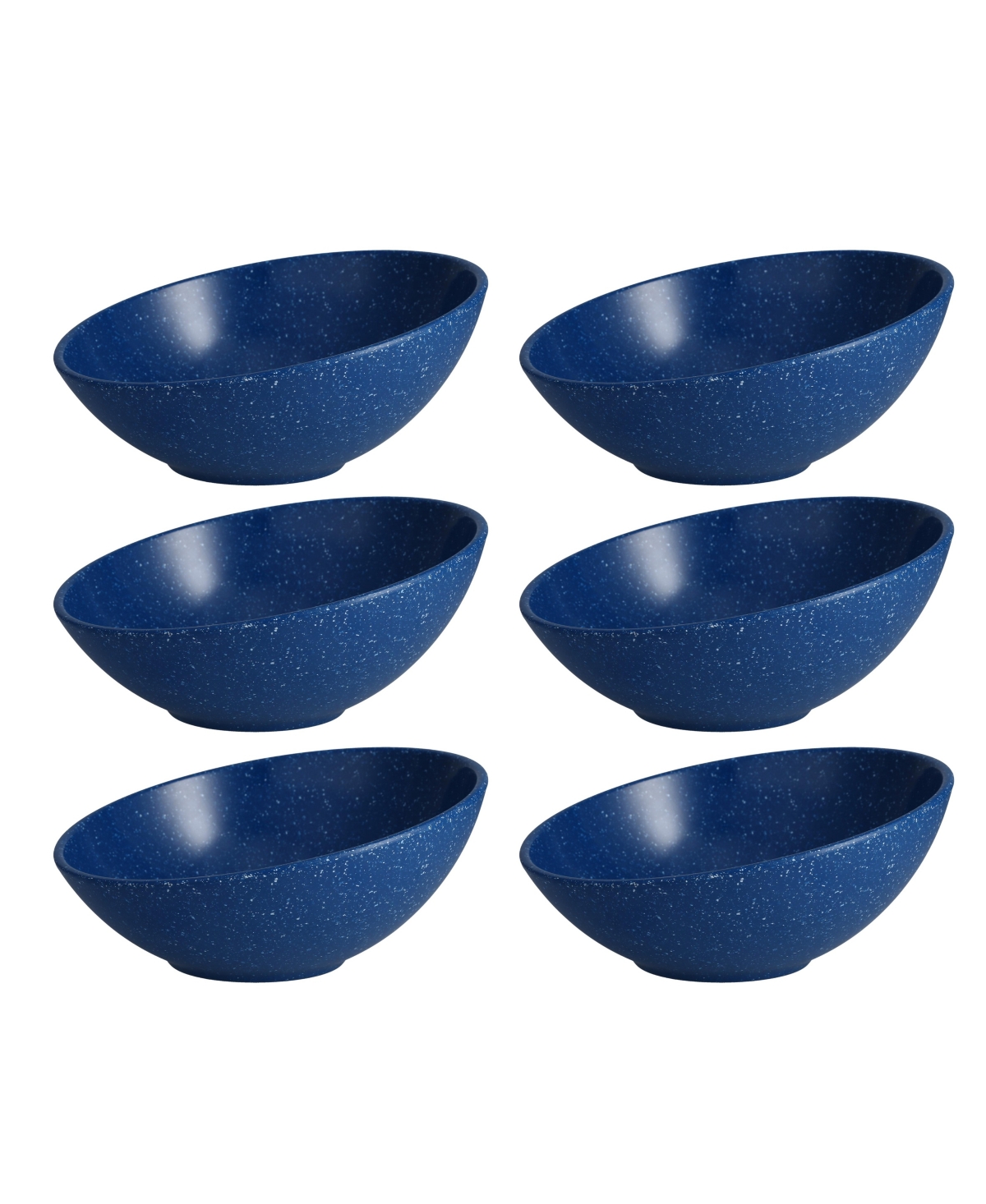 Melamine Camp White Tilt Bowl, Set of 6 - Charcoal