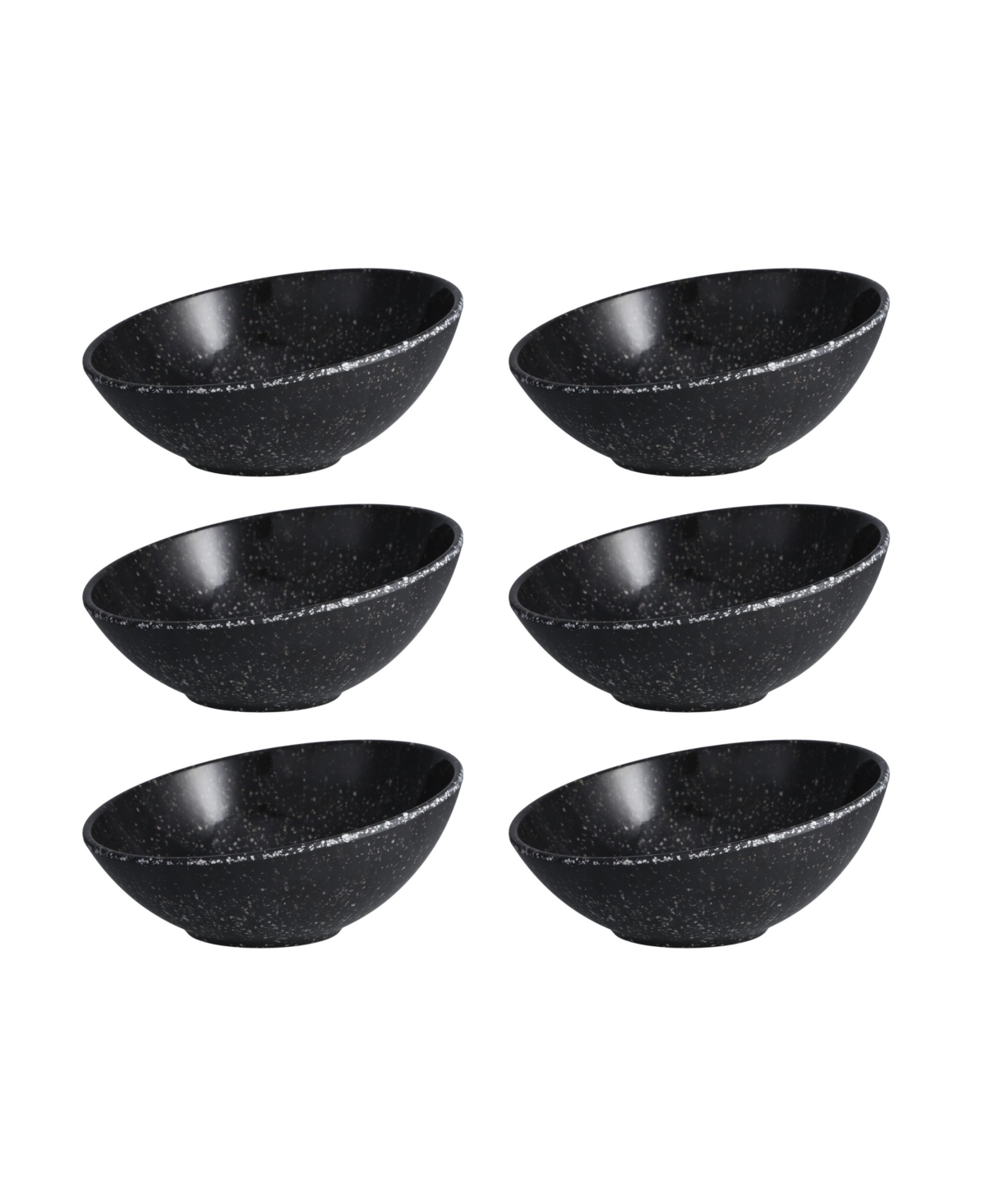 Melamine Camp White Tilt Bowl, Set of 6 - Charcoal