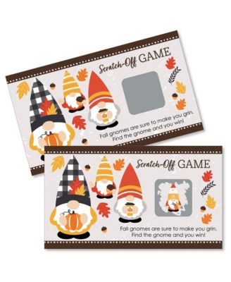 Big Dot of Happiness Fall Gnomes - Autumn Harvest Party Game Scratch ...