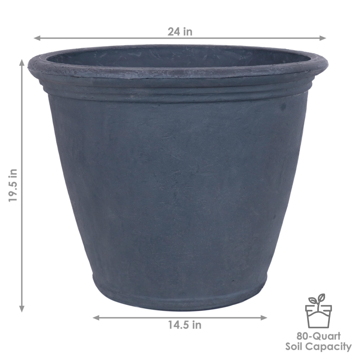 Sunnydaze Decor Anjelica Unbreakable Polyresin Planter - Slate - Set of 4
