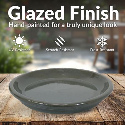 Outdoor/Indoor High-Fired Glazed UV- and Frost-Resistant Ceramic Flower Pot Planter Saucers - 2-Pack