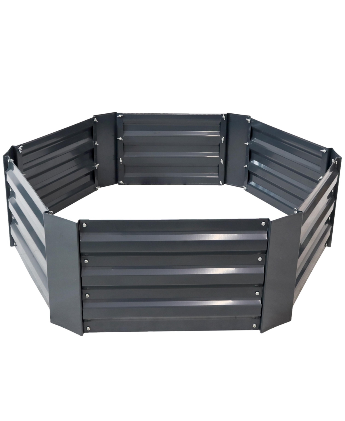 Sunnydaze Decor Galvanized Steel Hexagon Raised Garden Bed - - Dark Gray