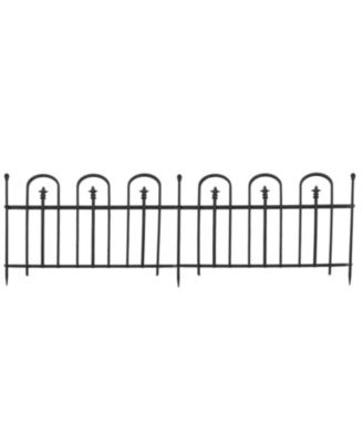 Strasbourg 6' Set of 2 Steel Decorative Garden Fence Panels - 37.5" W x 30.5" H Per Panel - Black