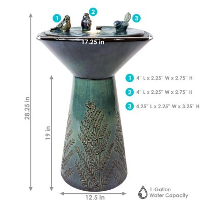 Gathering Birds Ceramic Outdoor Fountain with LED Lights