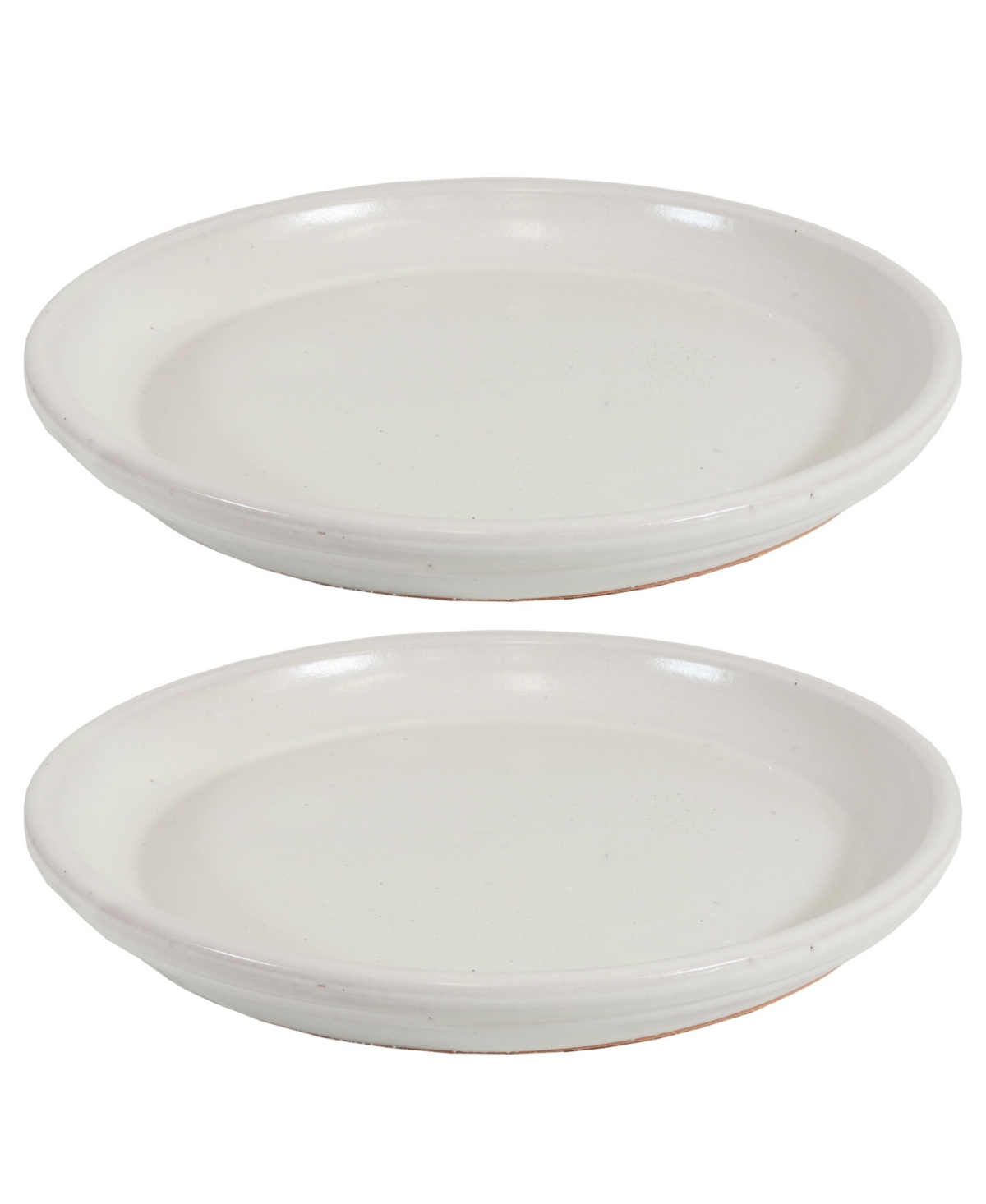 Outdoor/Indoor High-Fired Glazed Uv- and Frost-Resistant Ceramic Flower Pot Planter Saucers - 2-Pack - Pearl