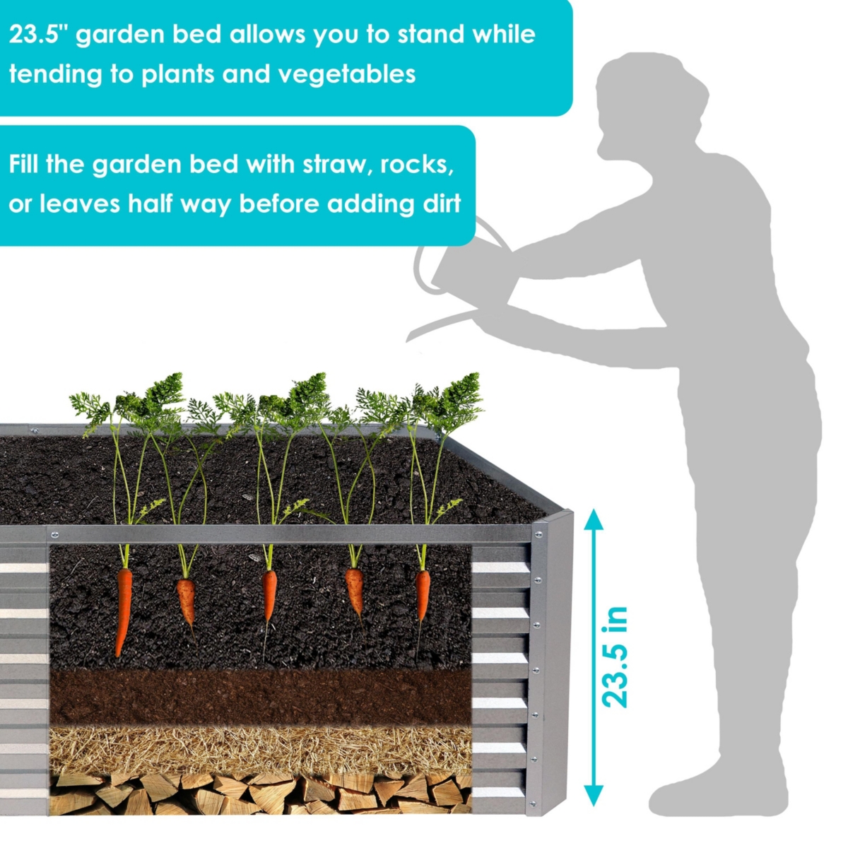 Sunnydaze Decor Galvalume Steel Rectangle Raised Garden Bed -- - Silver