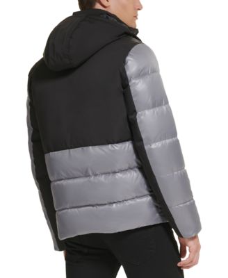 Men's Colorblock Mixed-Media Puffer Jacket