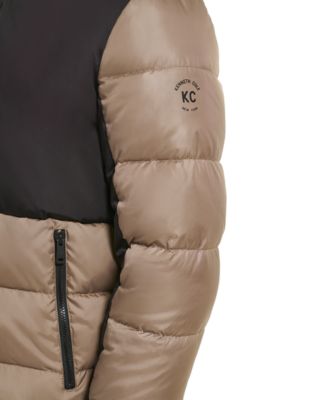 Men's Colorblock Mixed-Media Puffer Jacket