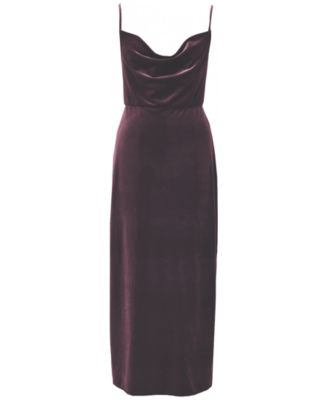Taylor - Women's Velvet Sleeveless Cowlneck Midi Dress