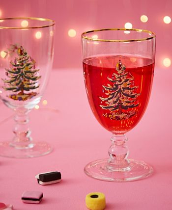 Spode Christmas Tree Stemless Wine Glass 16 Oz Nice