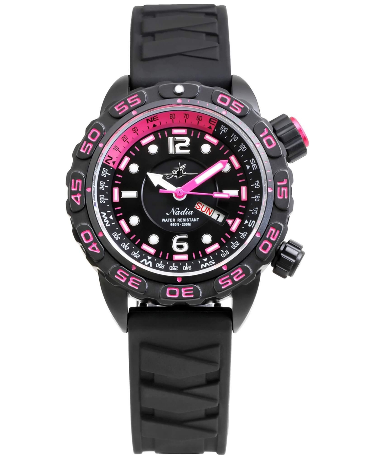 Women's Automatic Nadia Black Silicone Strap Watch 35mm - Abyss