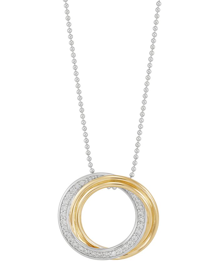 Macy's Cubic Zirconia Double Circle 18" Pendant Necklace in Sterling