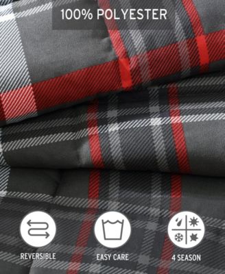 CLOSEOUT! Willow Plaid Microsuede Reversible Comforter Set, Full/Queen