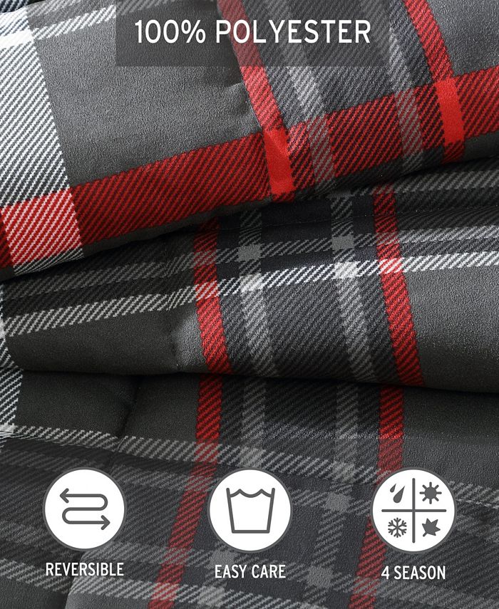 Eddie Bauer Willow Plaid Microsuede Down Alt Reversible Comforter Set