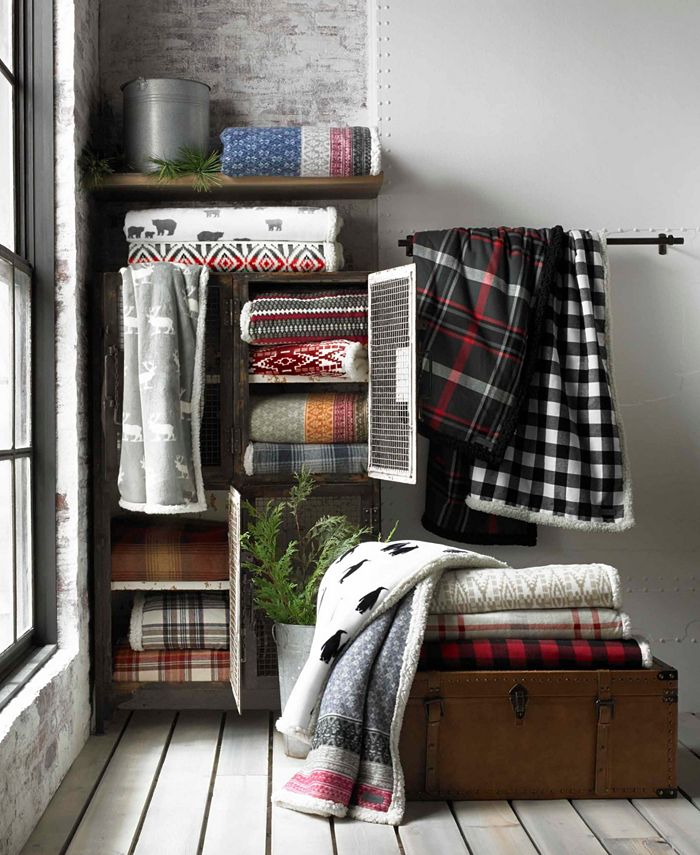 Eddie Bauer Fair Isle Ultra Soft Plush Fleece Reversible Oversized