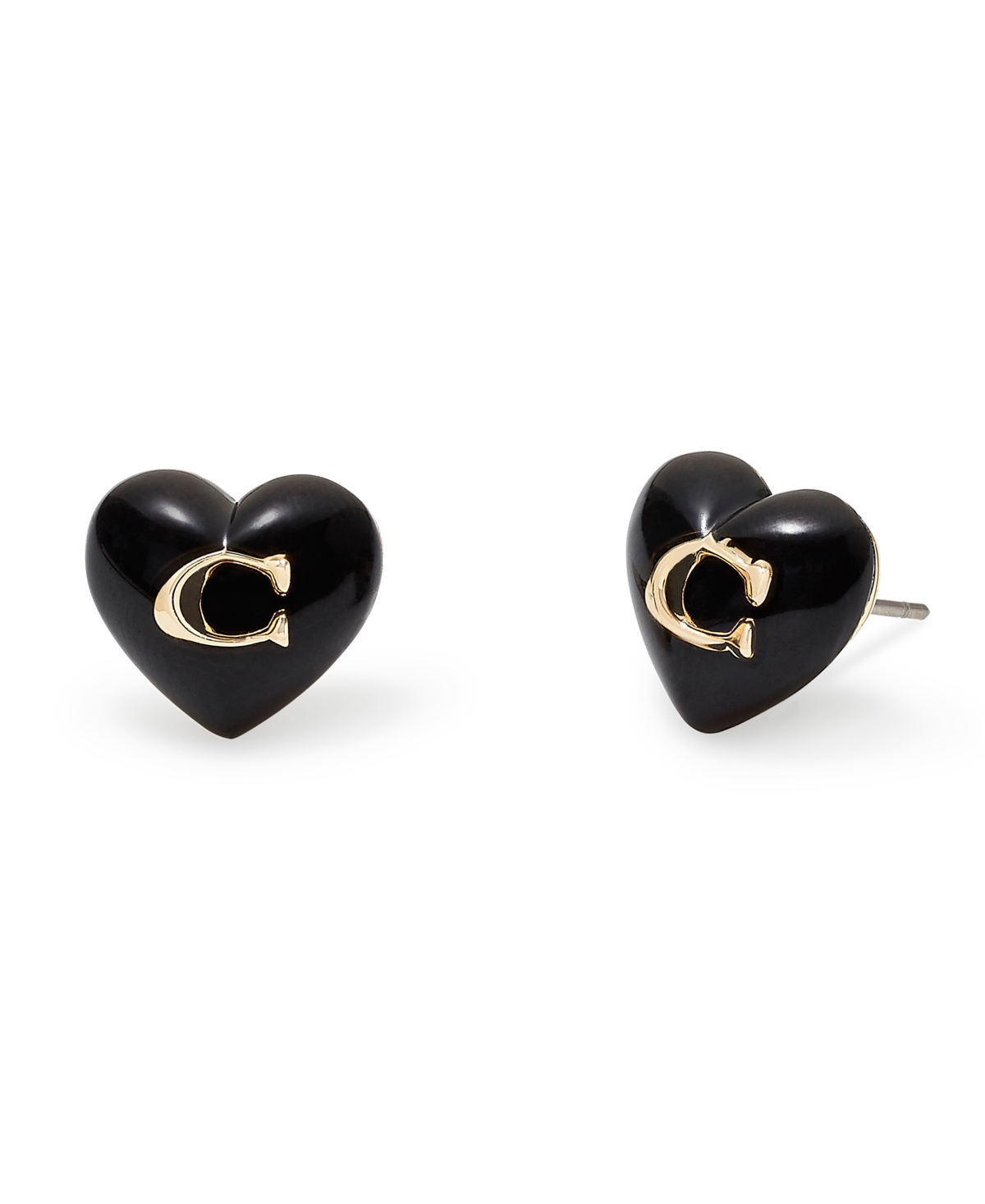 Coach Women's Signature Heart Stud Earrings - Black