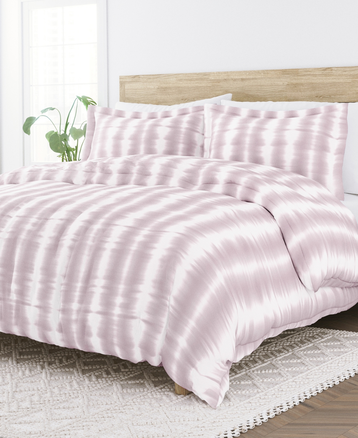 Kaycie Gray Linear Tie Dye 3-Pc. Duvet Cover Set, Full/Queen