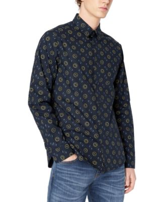 A|X Armani Exchange - Men's Smiley Logo-Print Button-Down Shirt