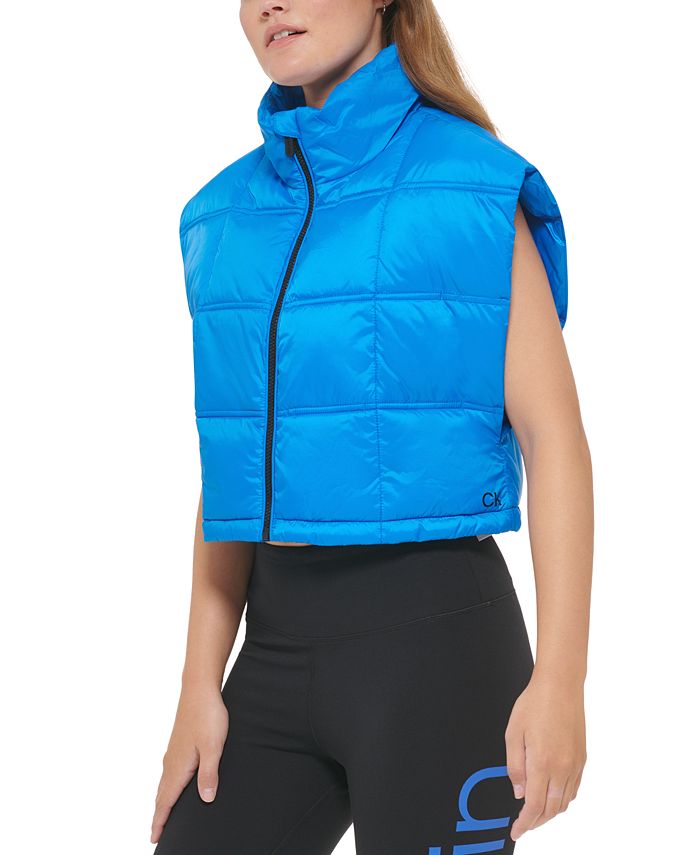 Calvin Klein Women's Cropped MockNeck ZipUp Vest Macy's