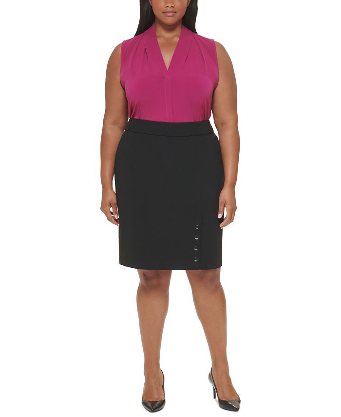 Calvin Klein Plus Size Buttoned-Hem Pencil Skirt & Reviews - Skirts - Women  - Macy's