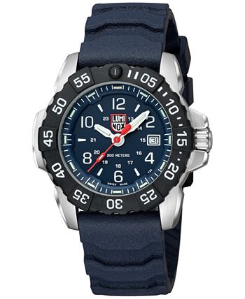 Luminox Men's Swiss Navy Seal RSC Blue Rubber Strap Watch 45mm - Macy's