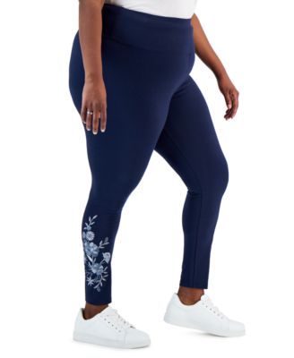 Style & Co - Plus Size High-Rise Embroidery Leggings