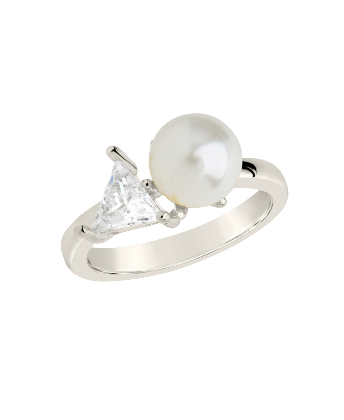 Shop Sterling Forever Cubic Zirconia And Imitation Pearls Dara Ring In Silver-tone