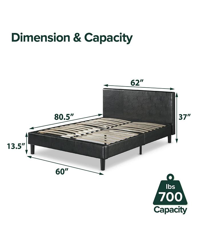 Zinus Jade Faux Leather Upholstered Platform Bed / Wood Slat Support