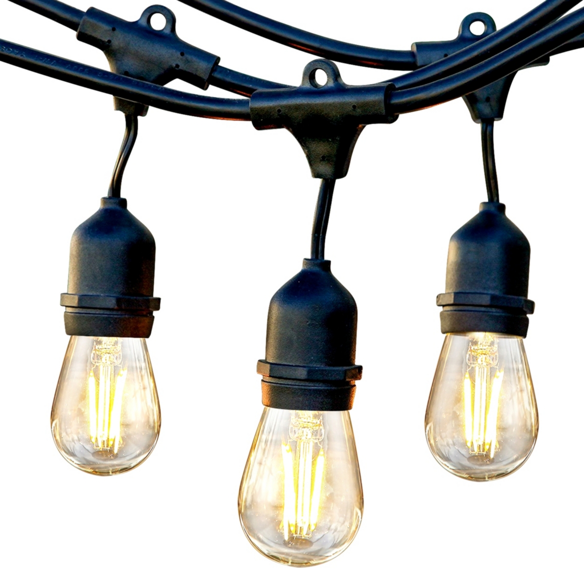 Ambience Pro 48 ft. Indoor/Outdoor Led Weatherproof 2-Watt String Lights with Soft White Hue - Classic black
