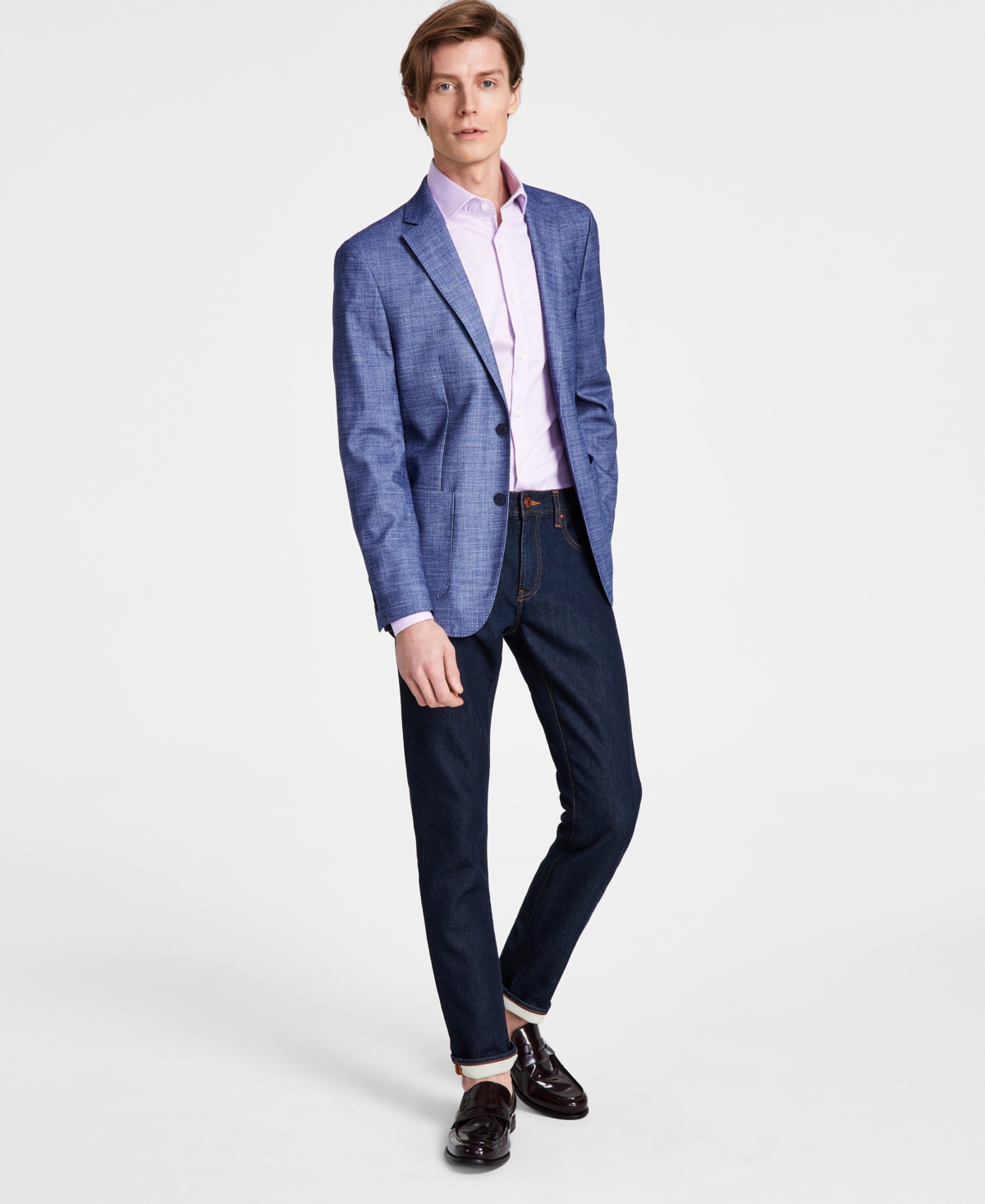 Calvin Klein Men's Solid Colored Slim-fit Soft Sport Coat In Blue
