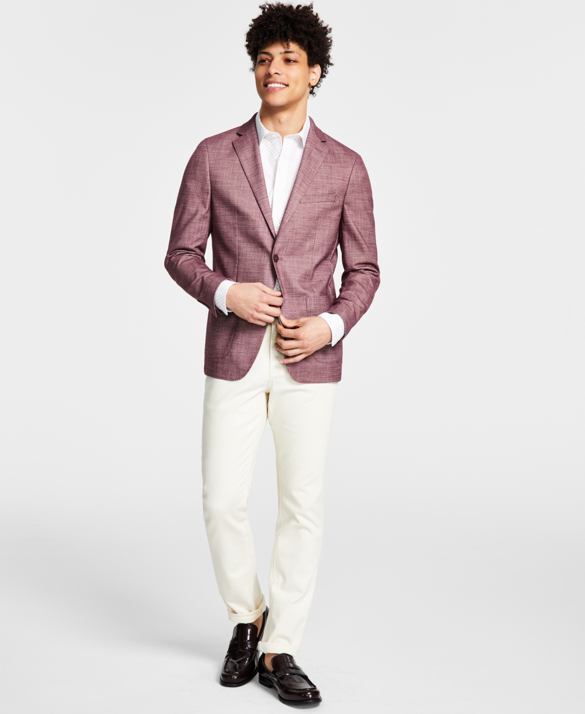 Calvin Klein Men's Solid Colored Slim-fit Soft Sport Coat In Raspberry
