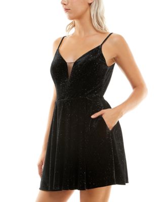 B Darlin Juniors' Sequined Illusion-Neck Low-Back Dress - Macy's