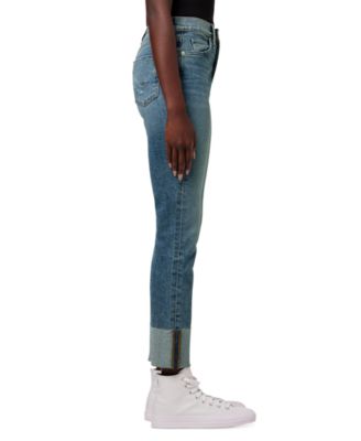 HUDSON Women's Holly High Rise Straight Leg Jeans – Distressed Knee Detail, Front Yoke – Classic Denim Fit