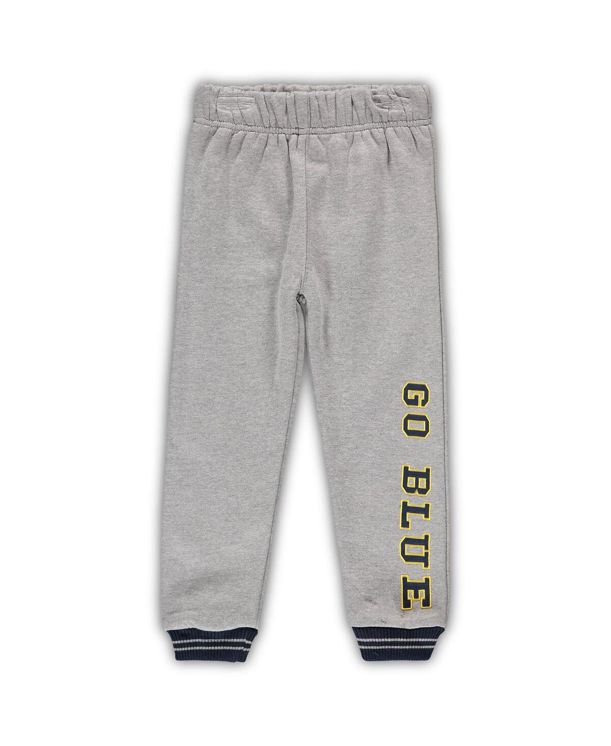 Colosseum Toddler Boys  Navy And Heathered Gray Michigan Wolverines Poppies Hoodie And Sweatpants Set In Navy,heathered Gray