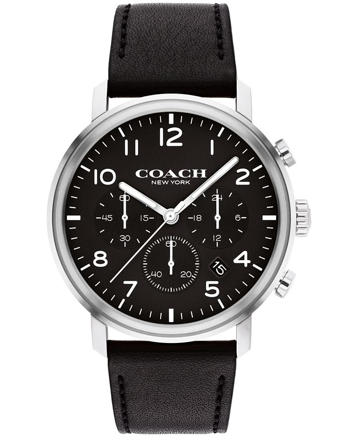 COACH Men s Harrison Black Leather Strap Watch 42mm Macy s