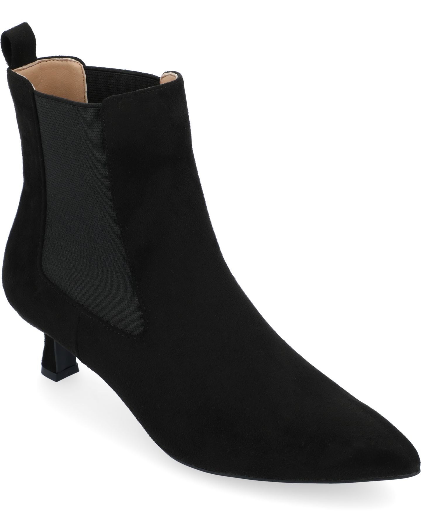 Женские ботинки Journee Collection Tenlee Pointed Toe Kitten Heel Dress Booties, цвет: Чёрный — фото 1