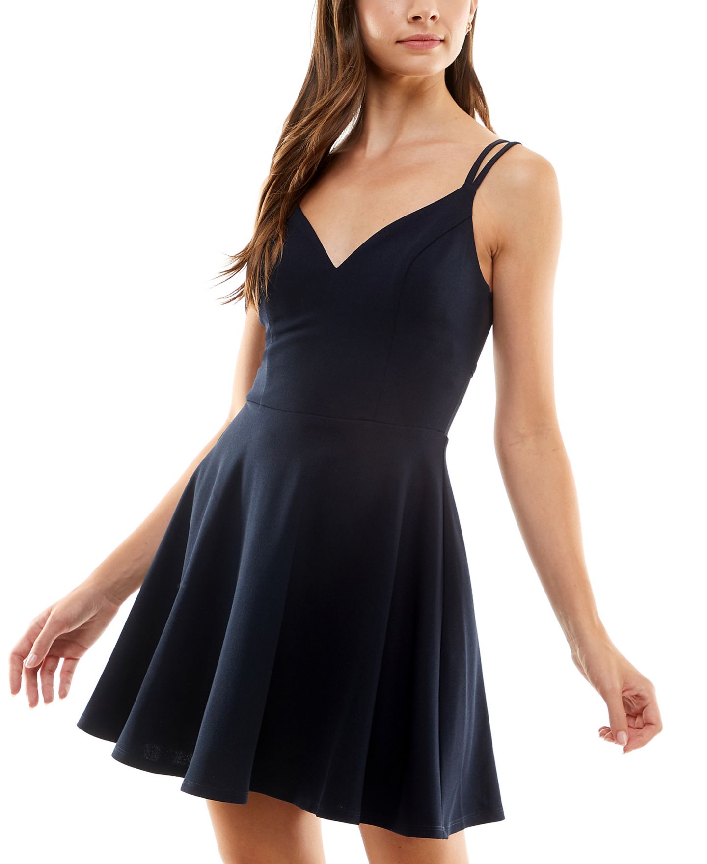 Женское платье City Studios Juniors' Double-Strap Mesh-Back, цвет: Тёмный тёмно-синий — фото 3