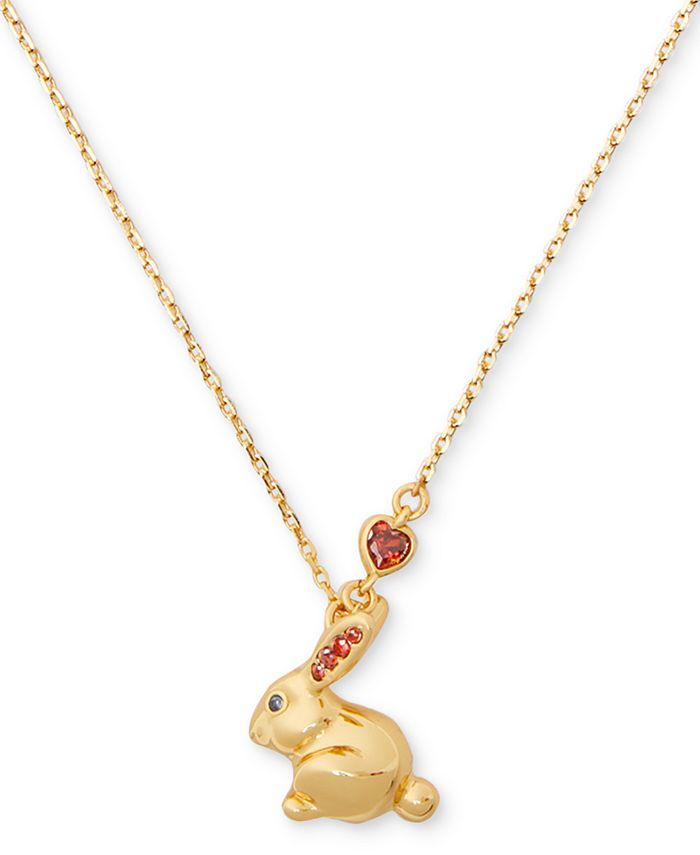 kate spade new york Gold Tone Cubic Zirconia Heart Rabbit Pendant