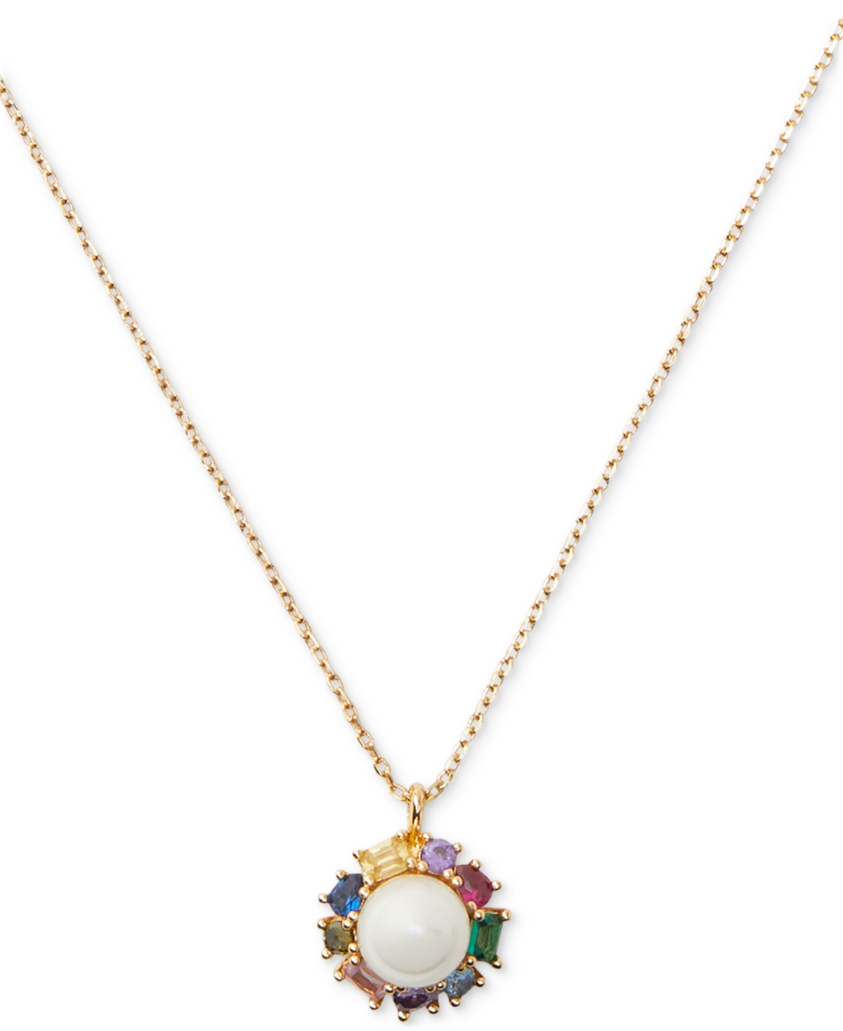 Shop Kate Spade Candy Shop Imitation Pearl Halo Pendant Necklace, 17" + 3" Extender In Multi
