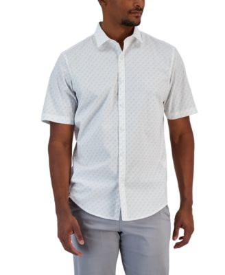 Stretch Geo-Print Button-Down Shirt 