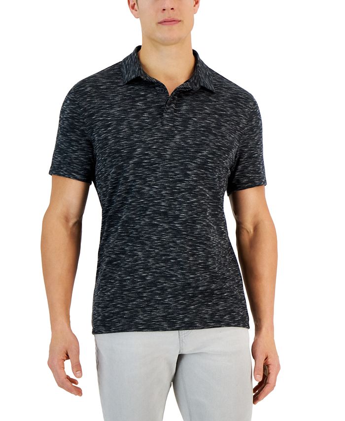 Alfani Alfatech Short Sleeve Marled Polo Shirt, Created for Macy's - Macy's