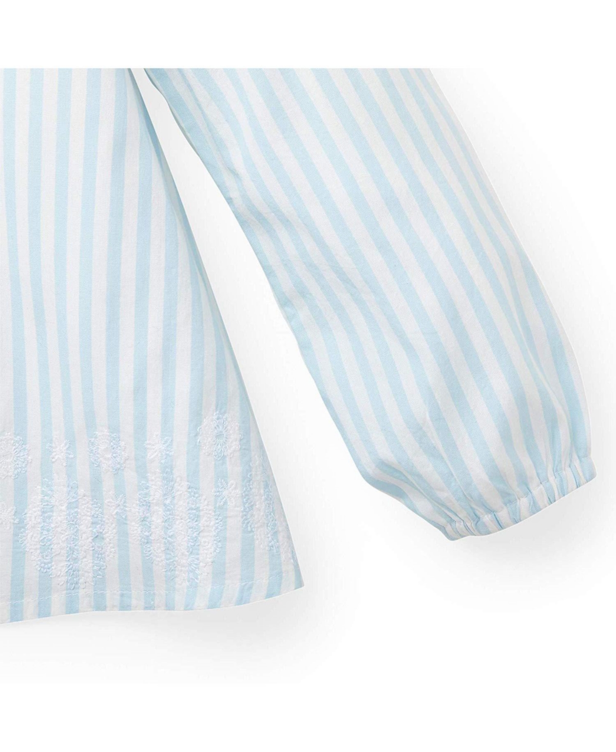 Hope & Henry Baby Girls Peasant Top With Embroidery - White and blue stripes