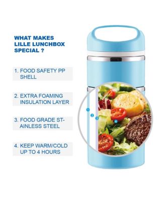 Stackable Compartment Lunch Box With Lunch Bag, Cutlery Set, Blue