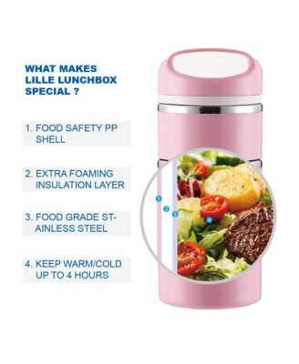 Stackable Compartment Lunch Box With Lunch Bag, Cutlery Set, Pink