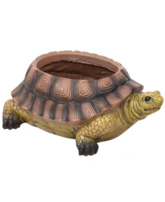 Polyresin Teddy the Turtle Decorative Garden Planter for Indoor or Outdoor Use - 11" W - Green and Brown