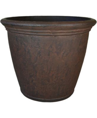 Anjelica 24" Double-Walled Polyresin Outdoor Planter with UV-Resistant Rust Finish