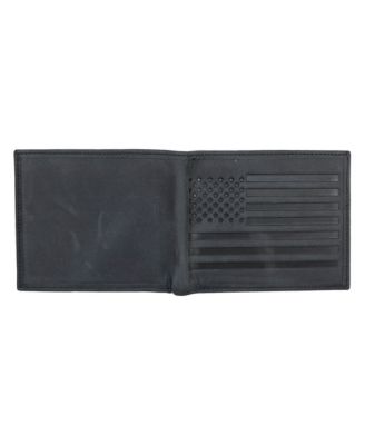Men's Flag Embossed Leather Bifold Wallet