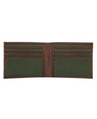 Men's Canvas with Leather Trim Bifold Wallet